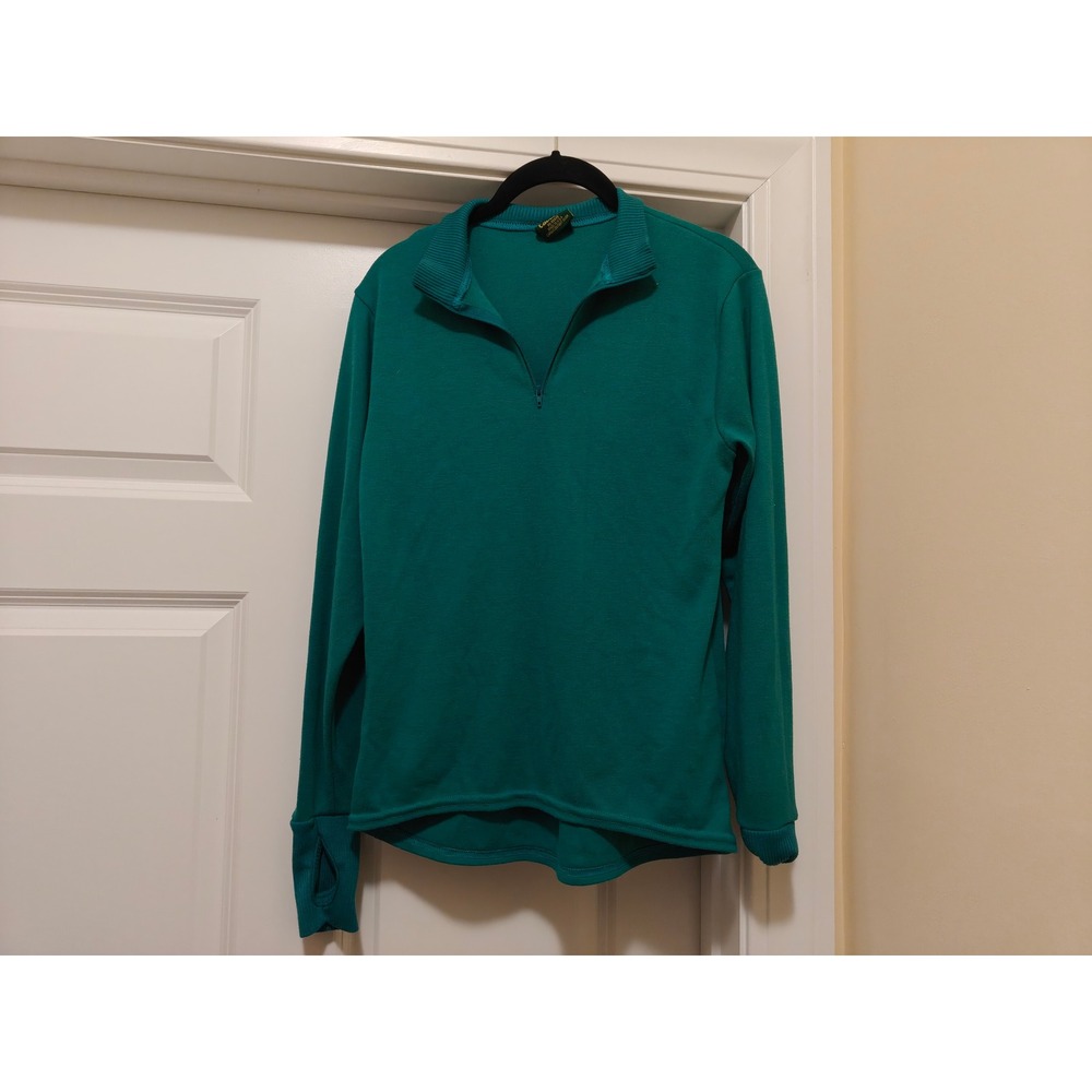 Vintage Cabelas Womens Quarter Zip Fleece Pullover Teal Green Made in USA Medium